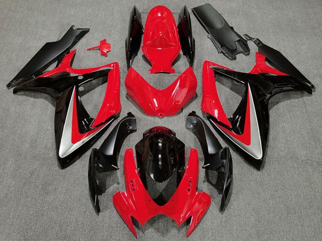 Descuento Carenados Moto Suzuki GSXR 600 / GSXR 750 2006-2007 - Rojo Gris Negro Brillante OEM Estilo
