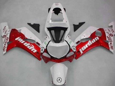 Descuento Carenados Moto Suzuki GSXR 600 / GSXR 750 2001-2003 - Blanco Rojo Jordan Dunlop