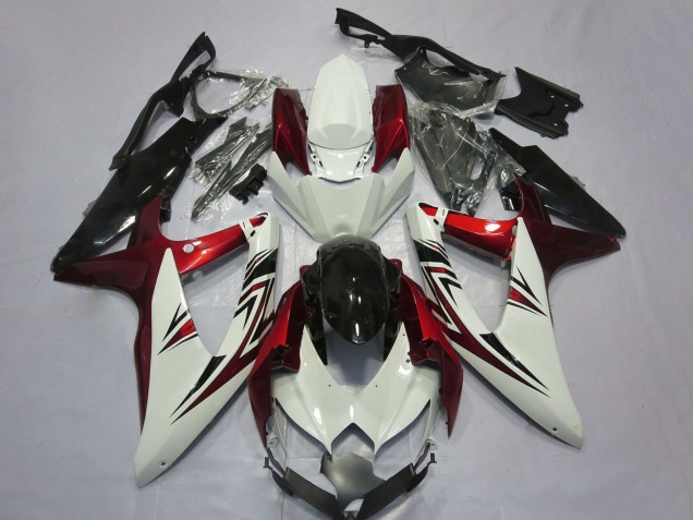 Descuento Carenados Moto Suzuki GSXR 600 / GSXR 750 2008-2010 - Blanco Rojo Negro Brillante