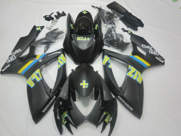 Descuento Carenados Moto Suzuki GSXR 600 / GSXR 750 2006-2007 - Negro Mate Azul Amarillo Rizla