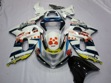 Descuento Carenados Moto Suzuki GSXR 600 / GSXR 750 2001-2003 - Blanco Azul Rojo Amarillo Spots