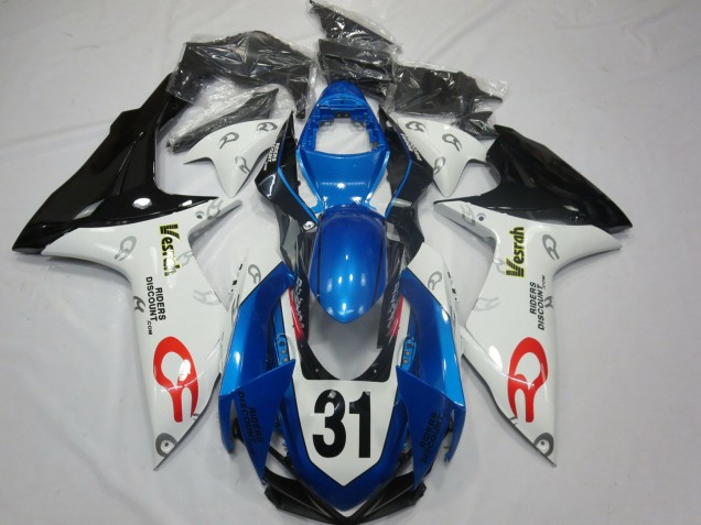 Descuento Carenados Moto Suzuki GSXR 600 / GSXR 750 2011-2024 - Blanco Azul Negro Brillante Vesrah 31