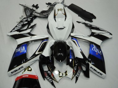 Descuento Carenados Moto Suzuki GSXR 600 / GSXR 750 2006-2007 - Blanco Azul Negro Brillante Viru