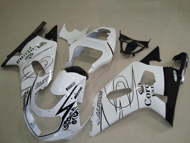 Descuento Carenados Moto Suzuki GSXR 600 / GSXR 750 2001-2003 - Blanco Negro Corona Alstare