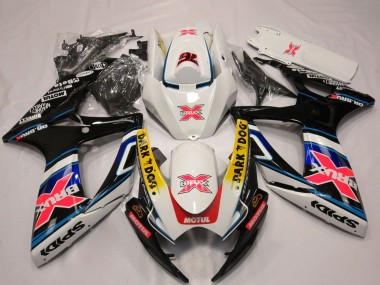 Descuento Carenados Moto Suzuki GSXR 600 / GSXR 750 2006-2007 - Blanco Rojo Azul Amarillo Dark Dog X 76 BRUX