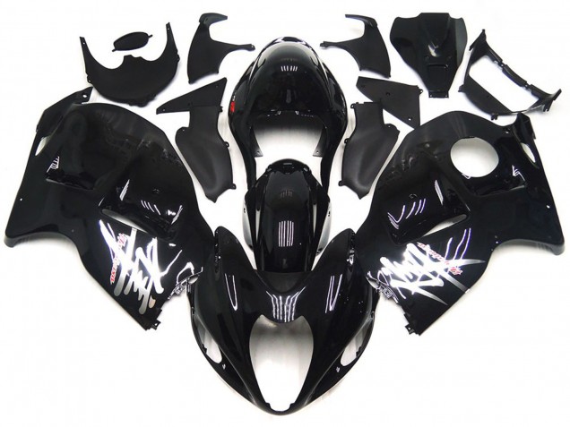 Descuento Carenados Moto Suzuki GSXR 1300 1996-2007 - Negro Brillante Plata Calcomanías