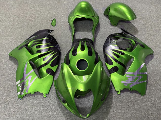 Descuento Carenados Moto Suzuki GSXR 1300 1996-2007 - Verde Negro Llama