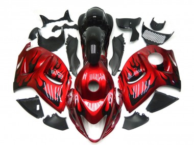 Descuento Carenados Moto Suzuki GSXR 1300 2008-2020 - Rojo Negro Llama