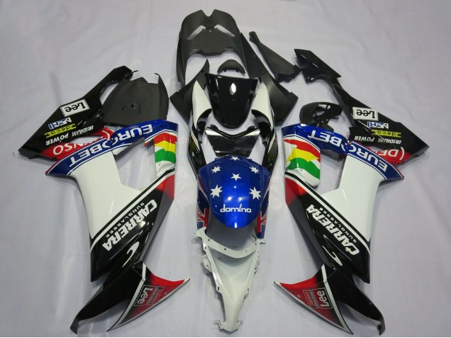 Descuento Carenados Moto Kawasaki ZX10R 2008-2010 - Negro Brillante Blanco Azul Rojo Eurobet Lee Carrera Star