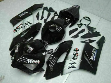 Descuento Carenados Moto Honda CBR1000RR 2004-2005 - Negro Brillante Blanco West Mobil Michelin