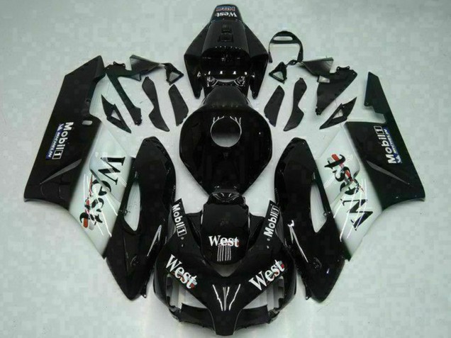 Descuento Carenados Moto Honda CBR1000RR 2004-2005 - Negro Brillante Blanco West Mobil Michelin