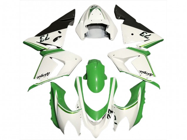 Descuento Carenados Moto Kawasaki ZX10R 2004-2005 - Blanco Brillante Verde