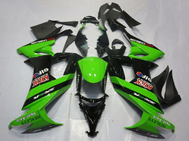 Descuento Carenados Moto Kawasaki ZX10R 2008-2010 - Verde Negro Rojo Kick Elf Henleys Vent-Axia