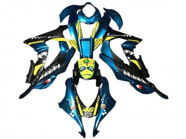 Descuento Carenados Moto ABS Kawasaki ZX10R 2016-2020 - Azul Claro Amarillo Tiburón