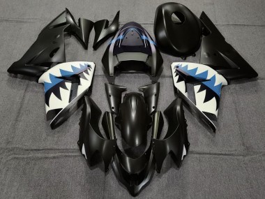 Descuento Carenados Moto Kawasaki ZX10R 2004-2005 - Negro Mate Azul Claro Tiburón