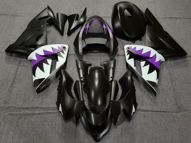 Descuento Carenados Moto Kawasaki ZX10R 2004-2005 - Negro Mate Púrpura Tiburón