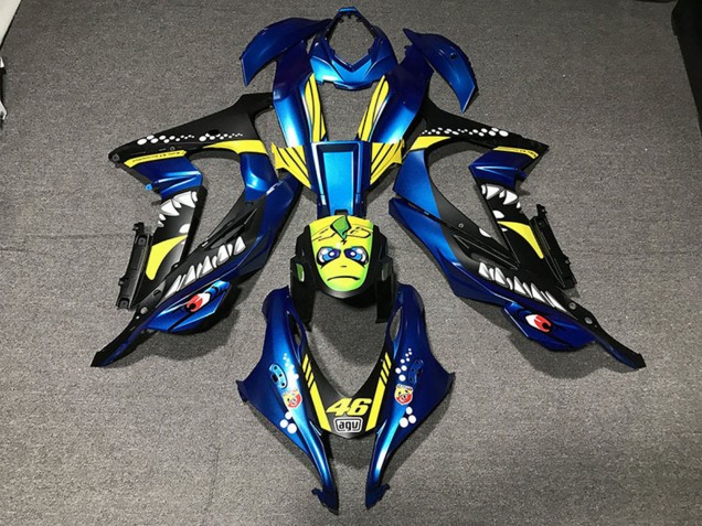 Descuento Carenados Moto Kawasaki ZX10R 2016-2020 - Azul Metalizado Amarillo Tiburón 46
