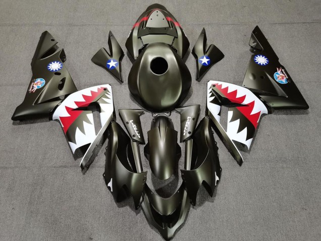 Descuento Carenados Moto Kawasaki ZX10R 2004-2005 - Verde Militar Tiburón