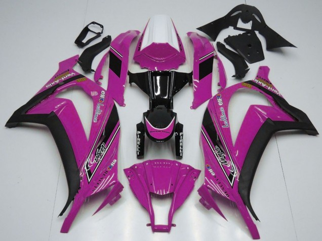 Descuento Carenados Moto Kawasaki ZX10R 2011-2015 - Blanco Rosa Negro Brillante OEM Estilo