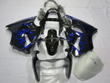 Descuento Carenado Moto Kawasaki ZX6R 2000-2002 - Negro Brillante Azul Llama