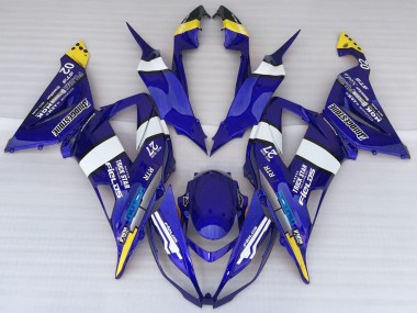 Descuento Carenados Moto Kawasaki ZX6R 2013-2018 - Azul Blanco Amarillo Trick Star Bridgestone