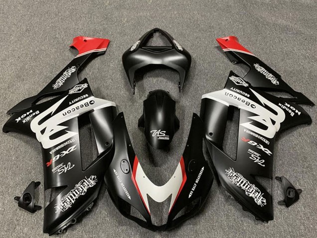 Descuento Carenados Moto Kawasaki ZX6R 2007-2008 - Negro Mate Blanco Rojo