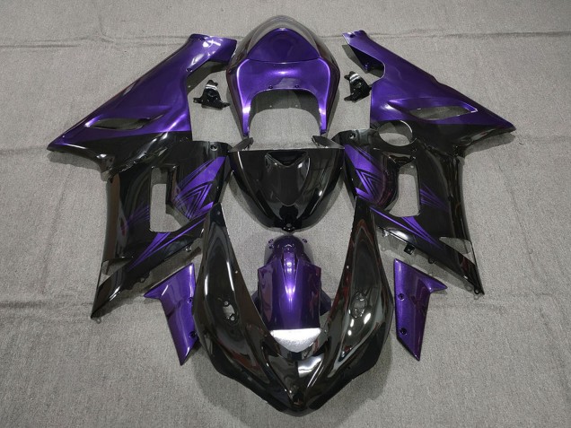 Descuento Carenados Moto Kawasaki ZX6R 2005-2006 - Púrpura Negro Brillante