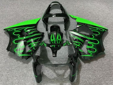 Descuento Carenados Moto Kawasaki ZX6R 2000-2002 - Negro Brillante Verde Llama