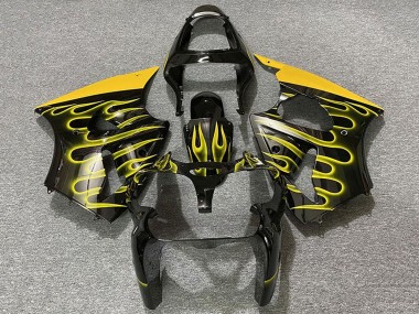 Descuento Carenados Moto Kawasaki ZX6R 2000-2002 - Negro Brillante Amarillo Llama
