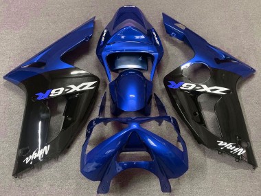 Descuento Carenados Moto Kawasaki ZX6R 2003-2004 - Azul Negro Brillante