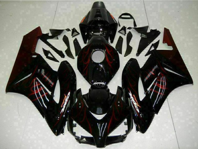 Descuento Carenados Moto Honda CBR1000RR 2004-2005 - Negro Brillante Rojo Llama