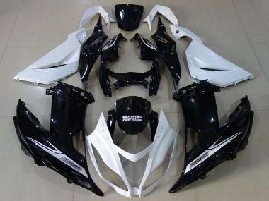 Descuento Carenado Moto Kawasaki ZX6R 2013-2018 - Blanco Negro Brillante