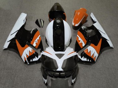 Descuento Carenados Moto Kawasaki ZX12R 2002-2006 - Naranja Negro Blanco Tiburón