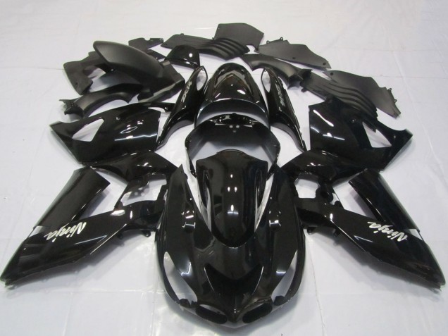 Descuento Carenados Moto Kawasaki ZX14R 2006-2011 - Negro Brillante Blanco Ninja