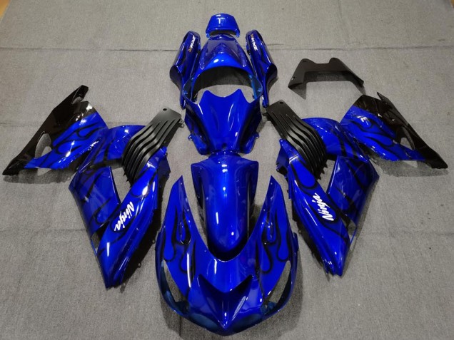 Descuento Carenados Moto Kawasaki ZX14R 2006-2011 - Azul Negro Llama