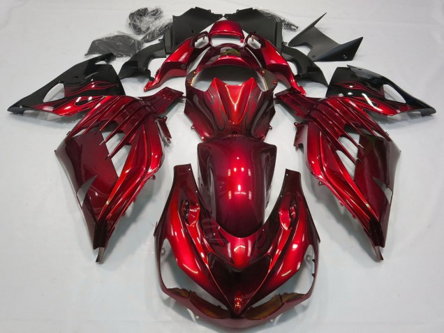 Descuento Carenado Moto Kawasaki ZX14R ZZR1400 2012-2024 - Rojo Negro Brillante