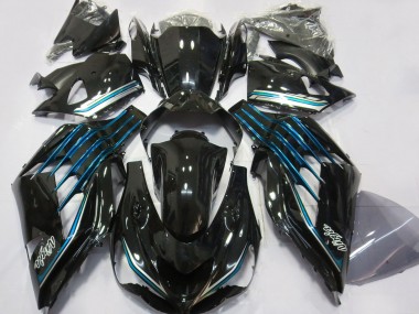 Descuento Carenados Moto Kawasaki ZX14R 2012-2024 - Negro Brillante Azul Claro