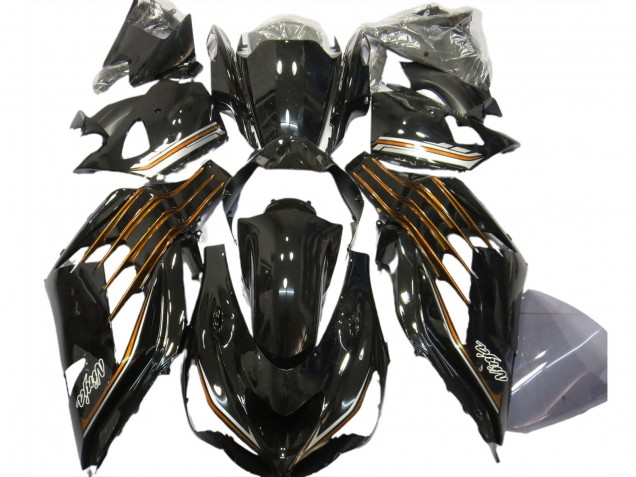 Descuento Carenados Moto Kawasaki ZX14R ZZR1400 2012-2024 - Negro Brillante Naranja