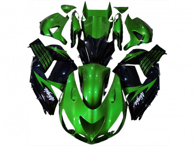 Descuento Carenado Moto Kawasaki ZX14R 2006-2011 - Verde Negro Brillante Blanco Ninja