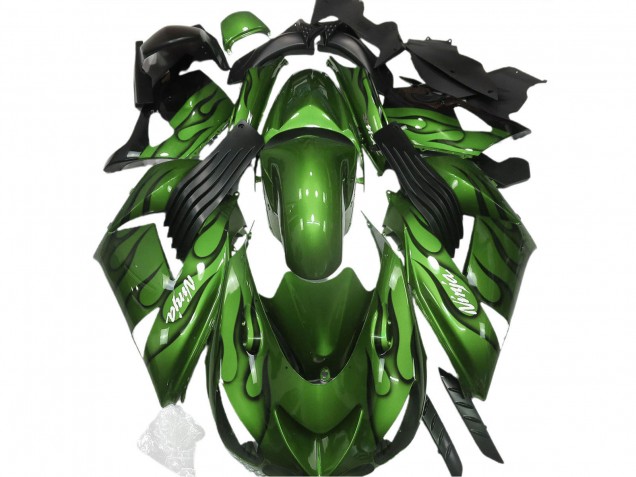Descuento Carenados Moto Kawasaki ZX14R 2006-2011 - Verde Negro Llama