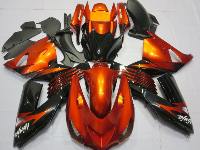 Descuento Carenados Moto Kawasaki ZX14R 2006-2011 - Naranja Negro Brillante
