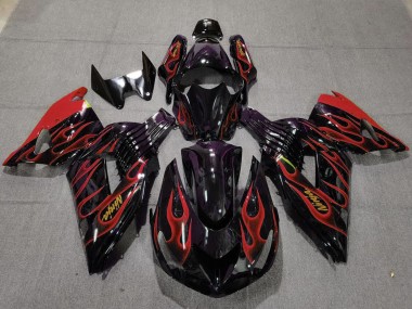 Descuento Carenados Moto Kawasaki ZX14R 2006-2011 - Negro Brillante Rojo Llama Oro Ninja