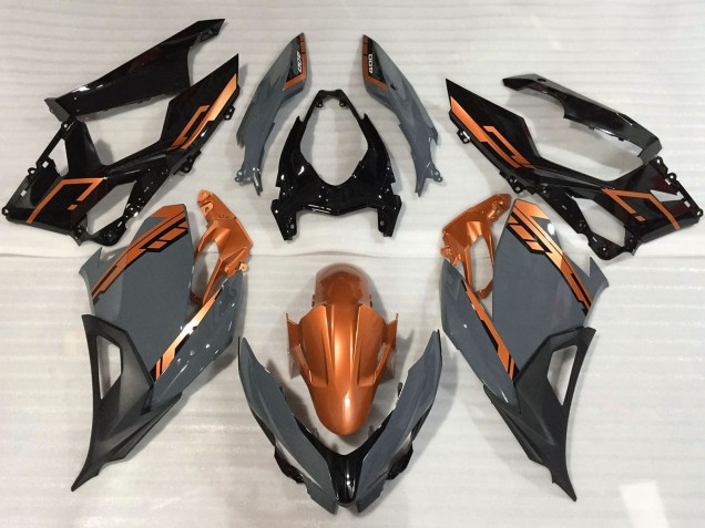 Descuento Carenados Moto Kawasaki Ninja 400 2018-2024 - Naranja Nardo Gris Negro Brillante