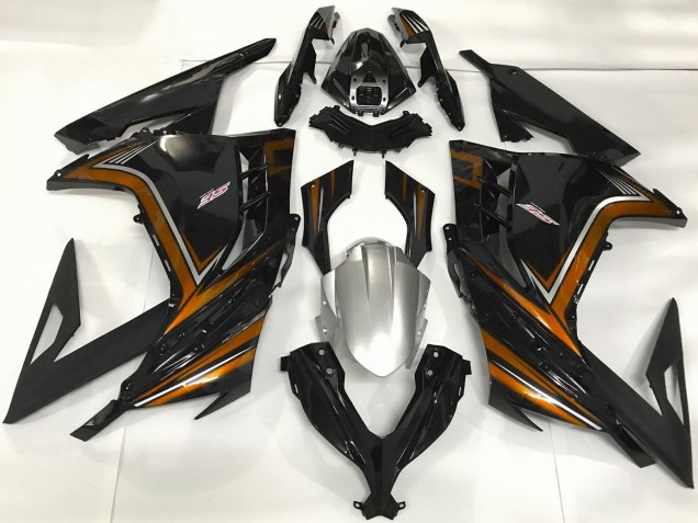 Descuento Carenados Moto Kawasaki Ninja 300 2013-2024 - Negro Brillante Naranja