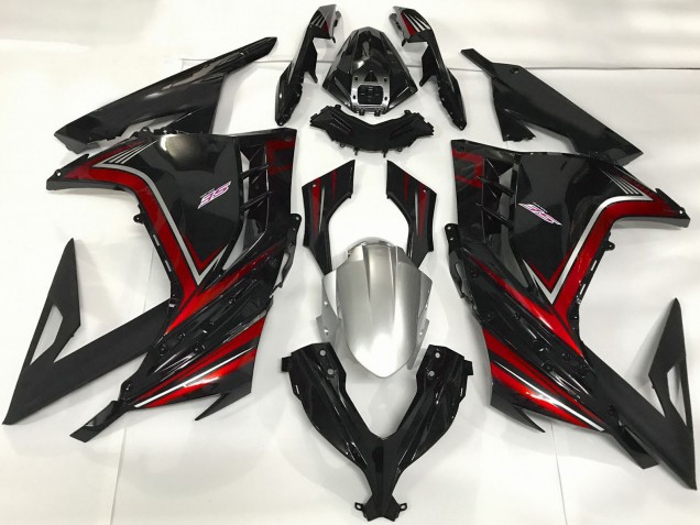Descuento Carenados Moto Kawasaki Ninja 300 2013-2024 - Negro Brillante Rojo