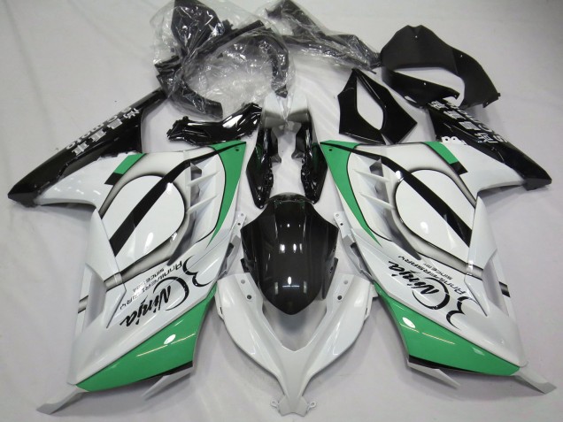 Descuento Carenados Moto Kawasaki Ninja 300 2013-2024 - Blanco Brillante Verde Negro