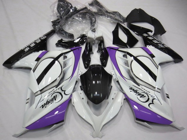 Descuento Carenados Moto Kawasaki Ninja 300 2013-2024 - Blanco Brillante Púrpura Negro