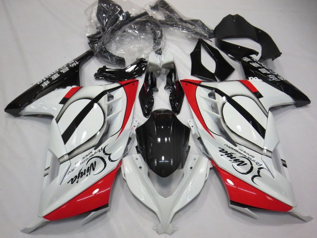 Descuento Carenados Moto Kawasaki Ninja 300 2013-2024 - Blanco Brillante Rojo Negro
