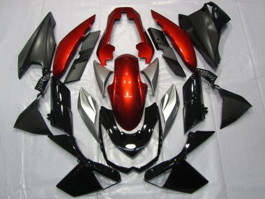 Descuento Carenados Moto Kawasaki Z1000 2010-2013 - Rojo Plata Negro Brillante