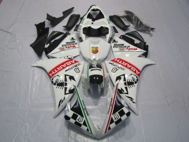 Descuento Carenados Moto Yamaha R1 2012-2014 - Blanco Rojo Verde Negro Abarth Wudy Motul
